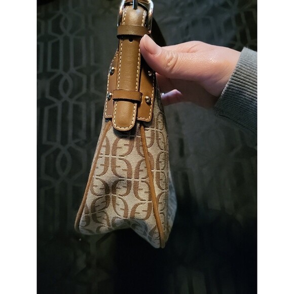 FOSSIL Monogram Boat Purse Shoulder Hand Bag Brown Women's Small Leather - Picture 4 of 15